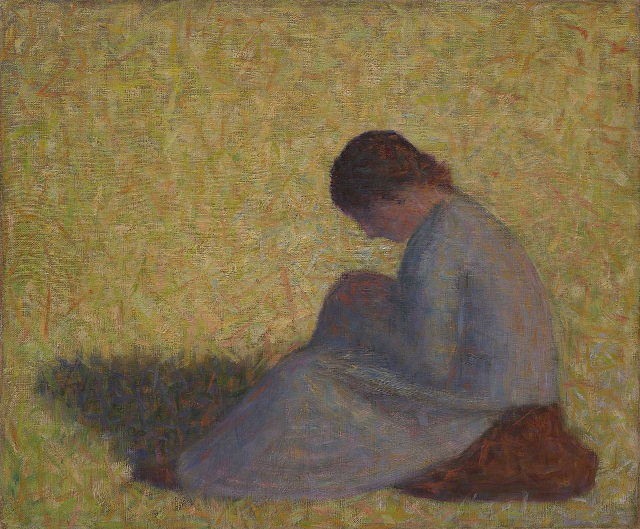 Peasant Woman Seated in the Grass by Georges Seurat
